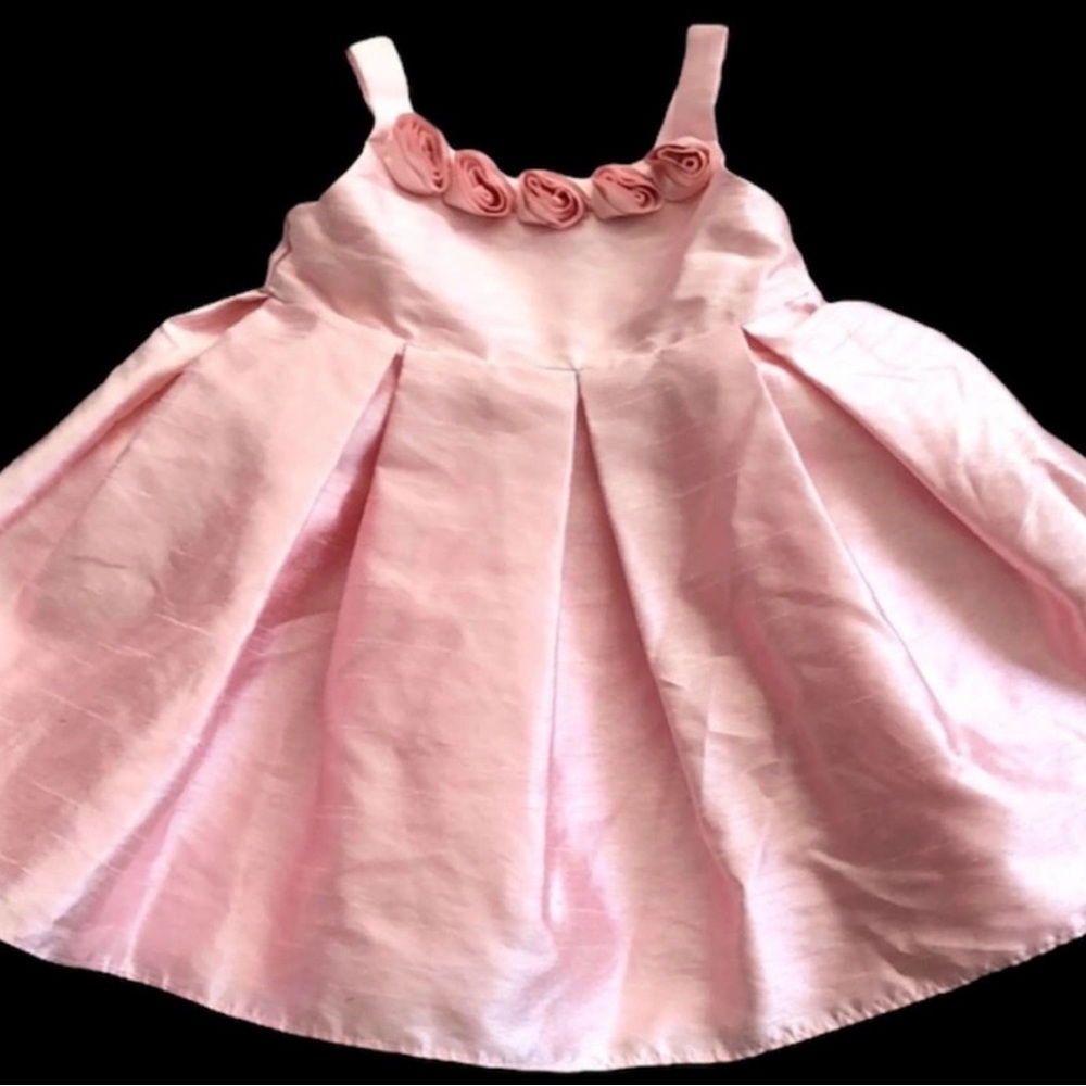 Raw Silk-look Shell Pink 18m Baby Girl Dress